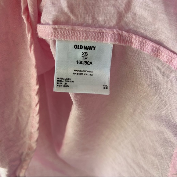 Old Navy Top Women’s XS Pink Linen Tunic Popover Buttons Henley Pockets Coastal - Picture 4 of 10